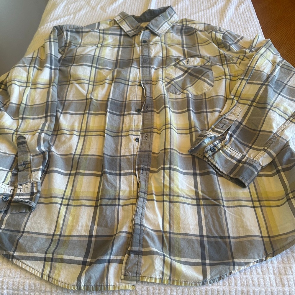 Mossimo Supply Co Button Down Shirt Mens XXL Plaid Gray White Cotton Casual Work